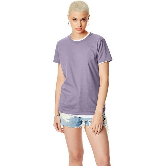 Hanes-Womens Crew Tee-Lavender-4X Large