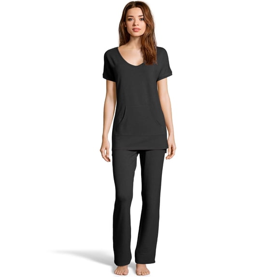 Hanes Womens French Terry Tunic & Pant Set