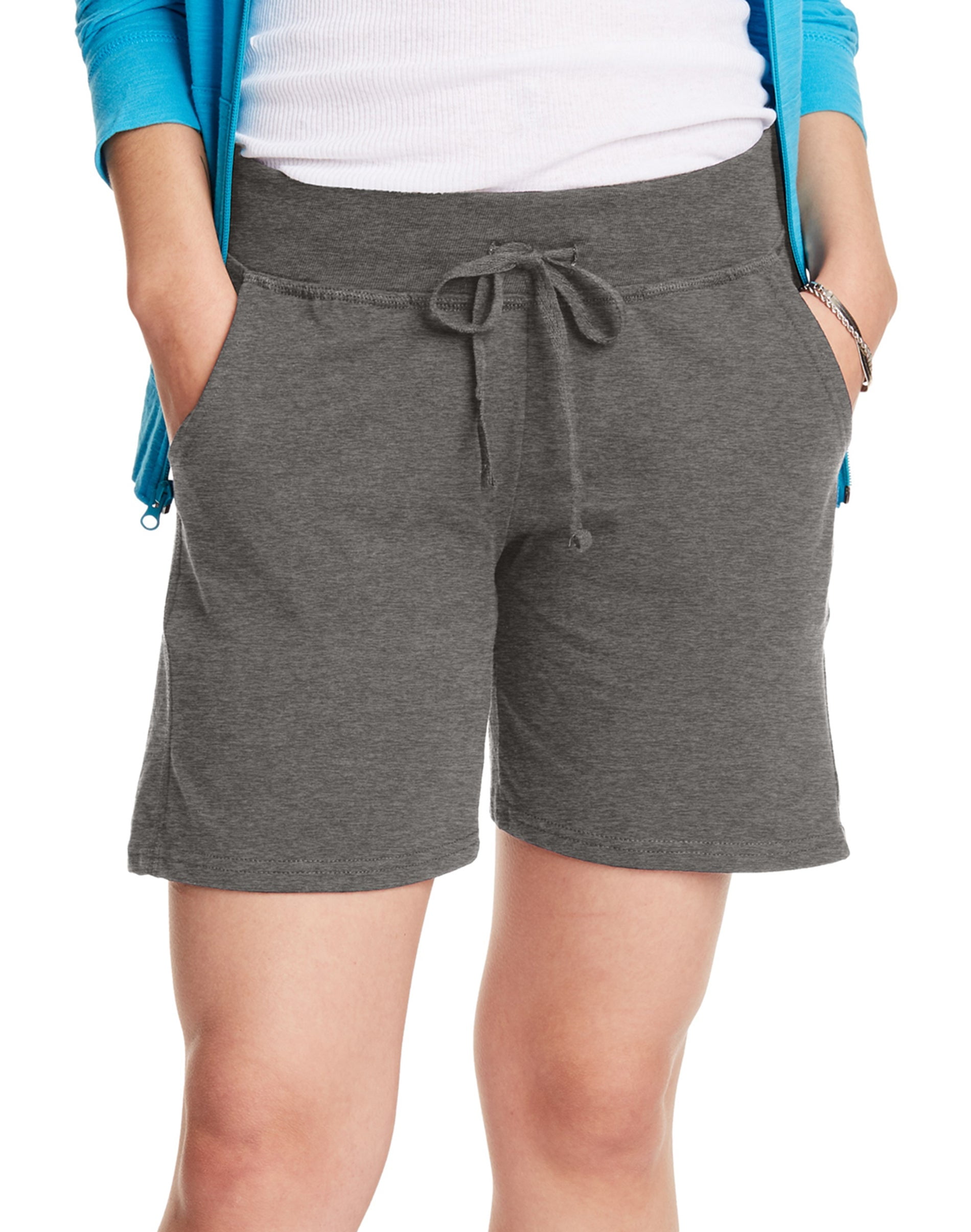 Women's Jersey Pocket Shorts, 7" Charcoal Heather 2XL