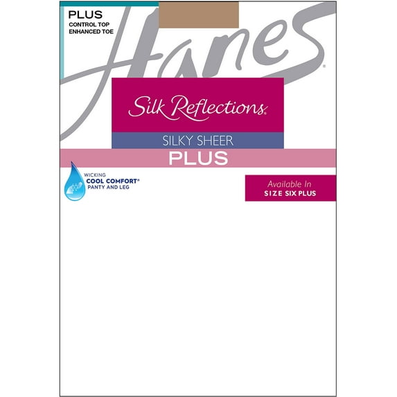 Hanes Womens Plus Size Silk Reflections Control Top Pantyhose Style-00P16