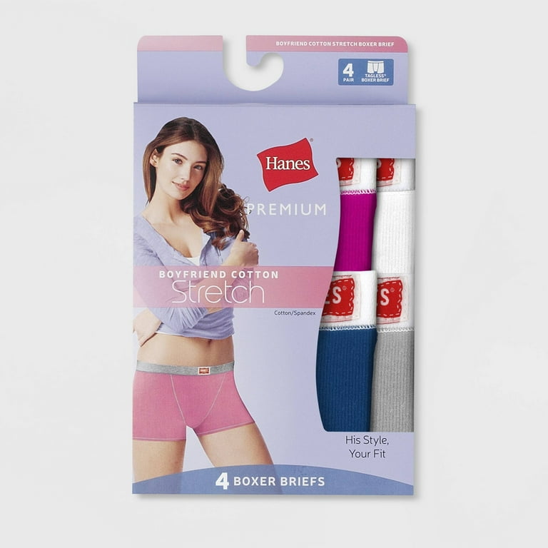 Hanes Womens Premium Boyfriend Ring Spun Cotton Stretch Boxer