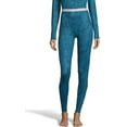 thumbnail image 1 of Hanes Womens Print 4-Way Stretch Thermal Crew Pant, Teal Print, X-Large, 1 of 2