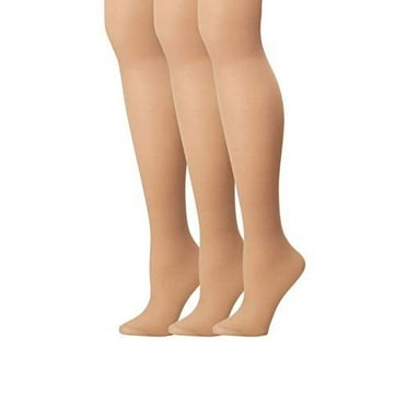Hanes Womens Set of 3 Alive Full Support Control Top RT Pantyhose D, Nude Pack of 3