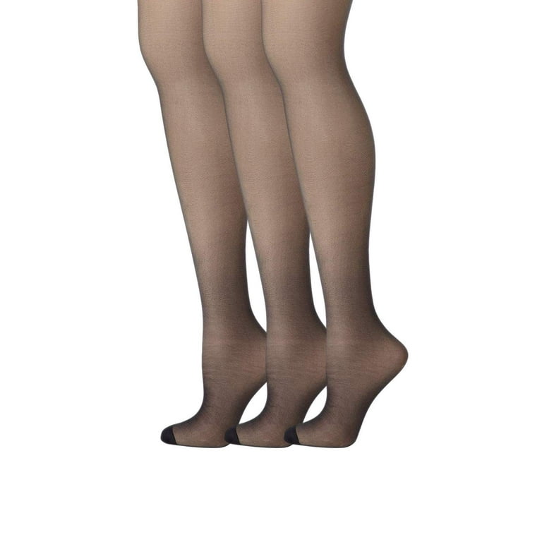 Hanes Womens Set of 3 Silk Reflections Control Top RT Pantyhose E F Classic Navy Walmart