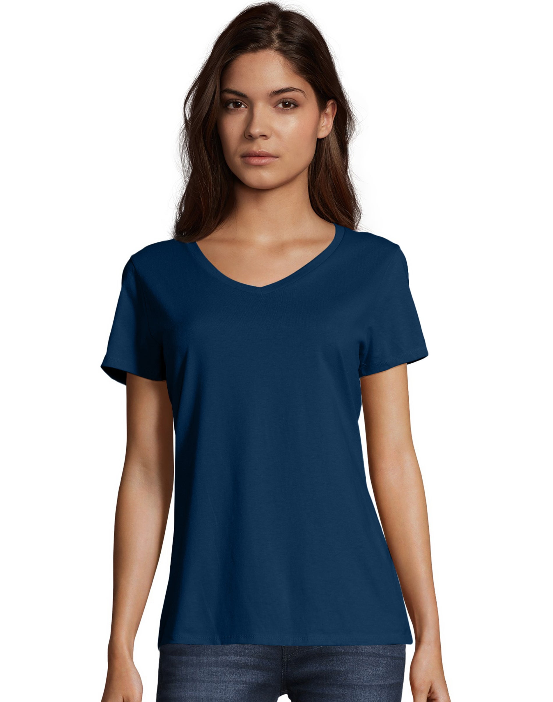 Hanes Womens V-Neck T-Shirt 2-Pack, Nano-T, Short Sleeve, Ultra-light ...