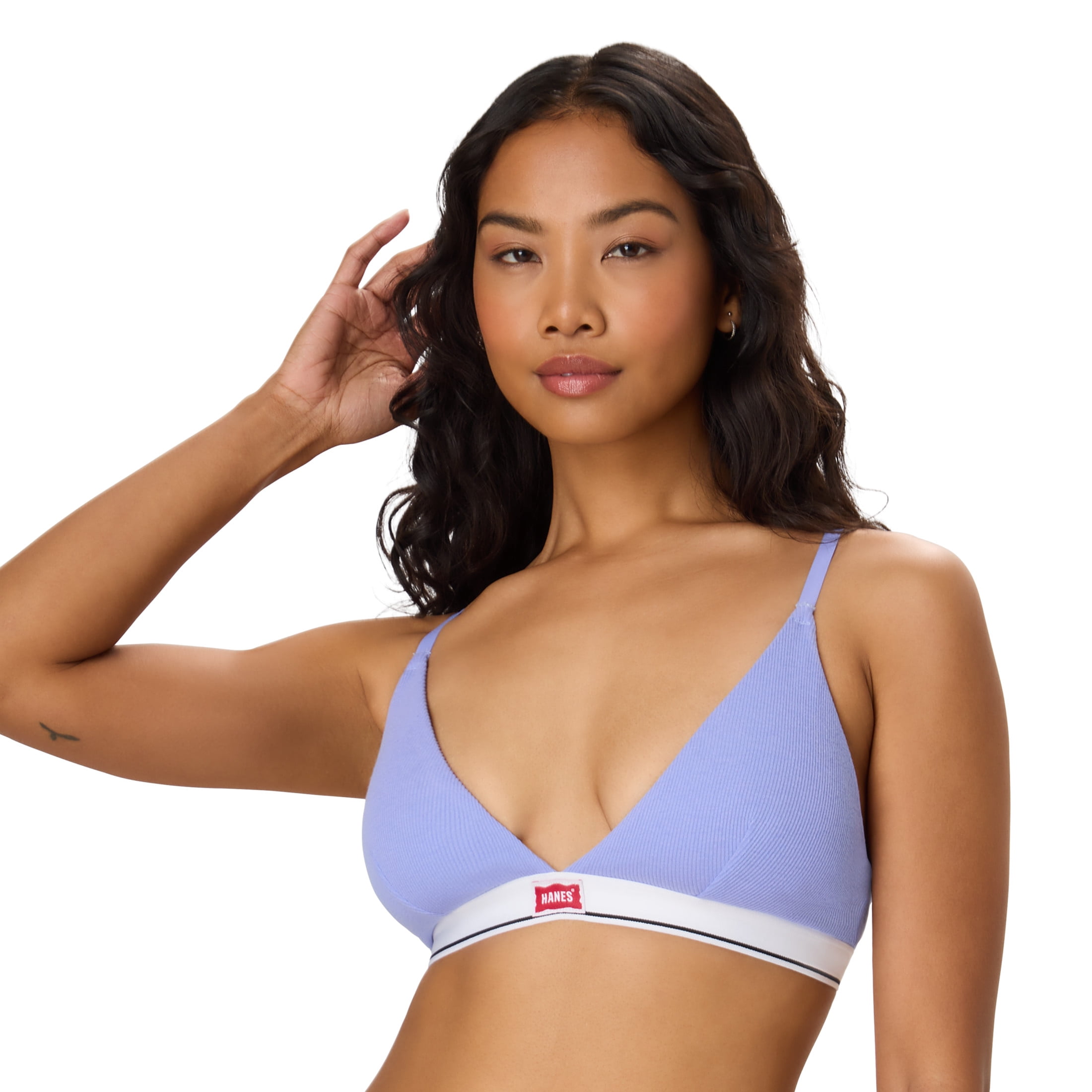 Hanes Triangle Bra, Originals Moisture-Wicking Bra, Lightly Padded