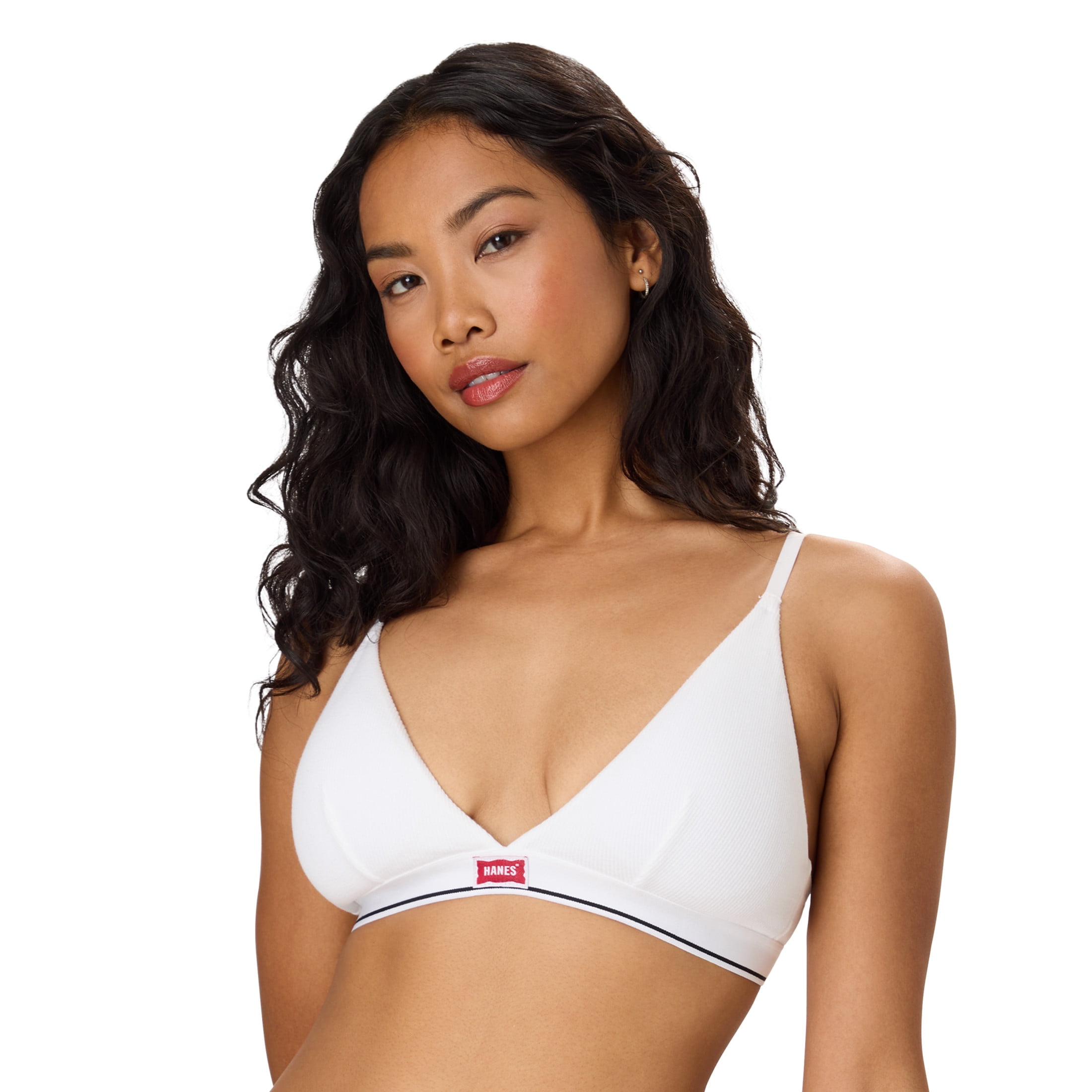 Hanes Triangle Bra, Originals Moisture-Wicking Bra, Lightly Padded