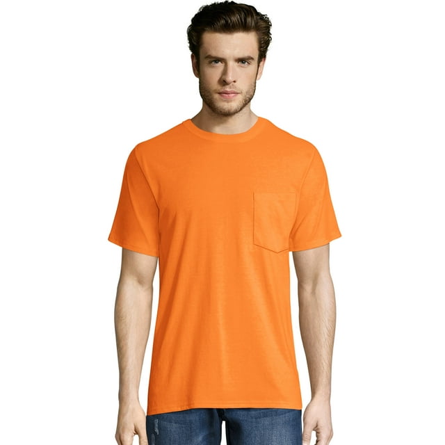 Hanes Workwear X-Temp Men's Pocket T-Shirt, 2-Pack Safety Orange M