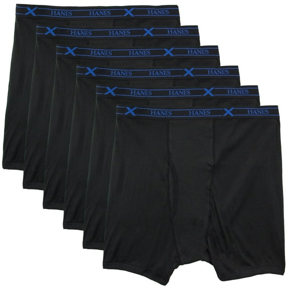 Hanes X-Temp Big Men’s Underwear BOXER BRIEFS 6-Pack Black