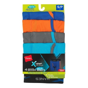 Hanes X-Temp Boys' Lightweight Mesh Boxer Brief Underwear, 4-Pack Assorted M