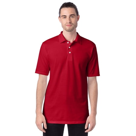 Hanes X-Temp Men's Performance Polo Shirt with Odor Control Deep Red 3XL