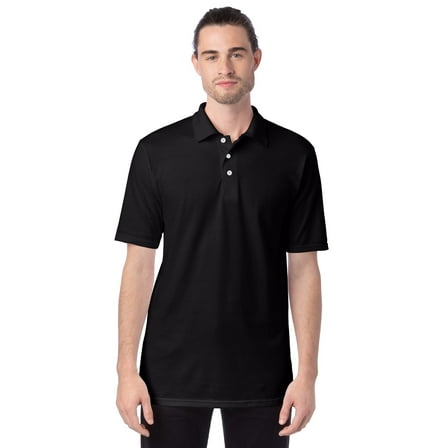 Hanes X-Temp Men's Performance Polo Shirt with Odor Control Black 3XL