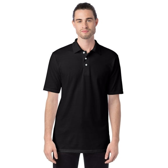 Hanes X-Temp Men's Performance Polo Shirt with Odor Control Black 3XL