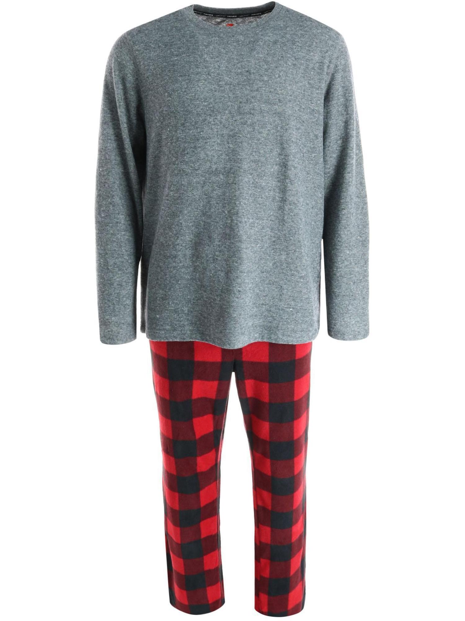 Hanes X Temp - Set Pigiama Termico Da Uomo In Micro Pile - Top A Maniche Lunghe E Pantaloni Con Tasche - Tecnologia Adattiva Alla Temperatura - Comfortevole E Caldo