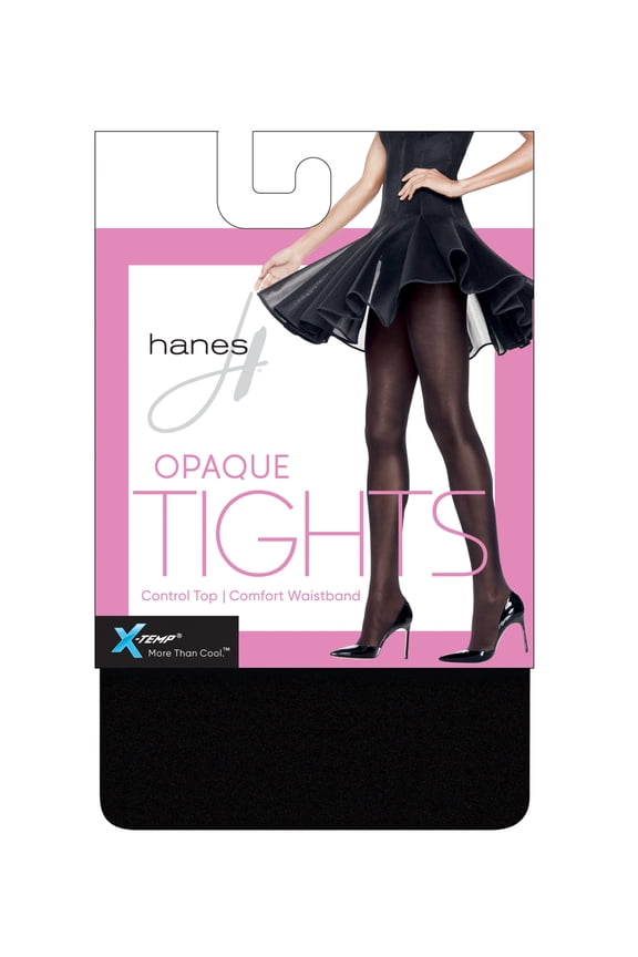 X-Temp Opaque Control Top Tights Black M Women's