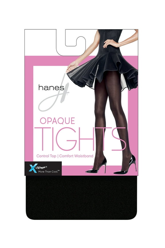 X-Temp Opaque Control Top Tights Black TL Women's