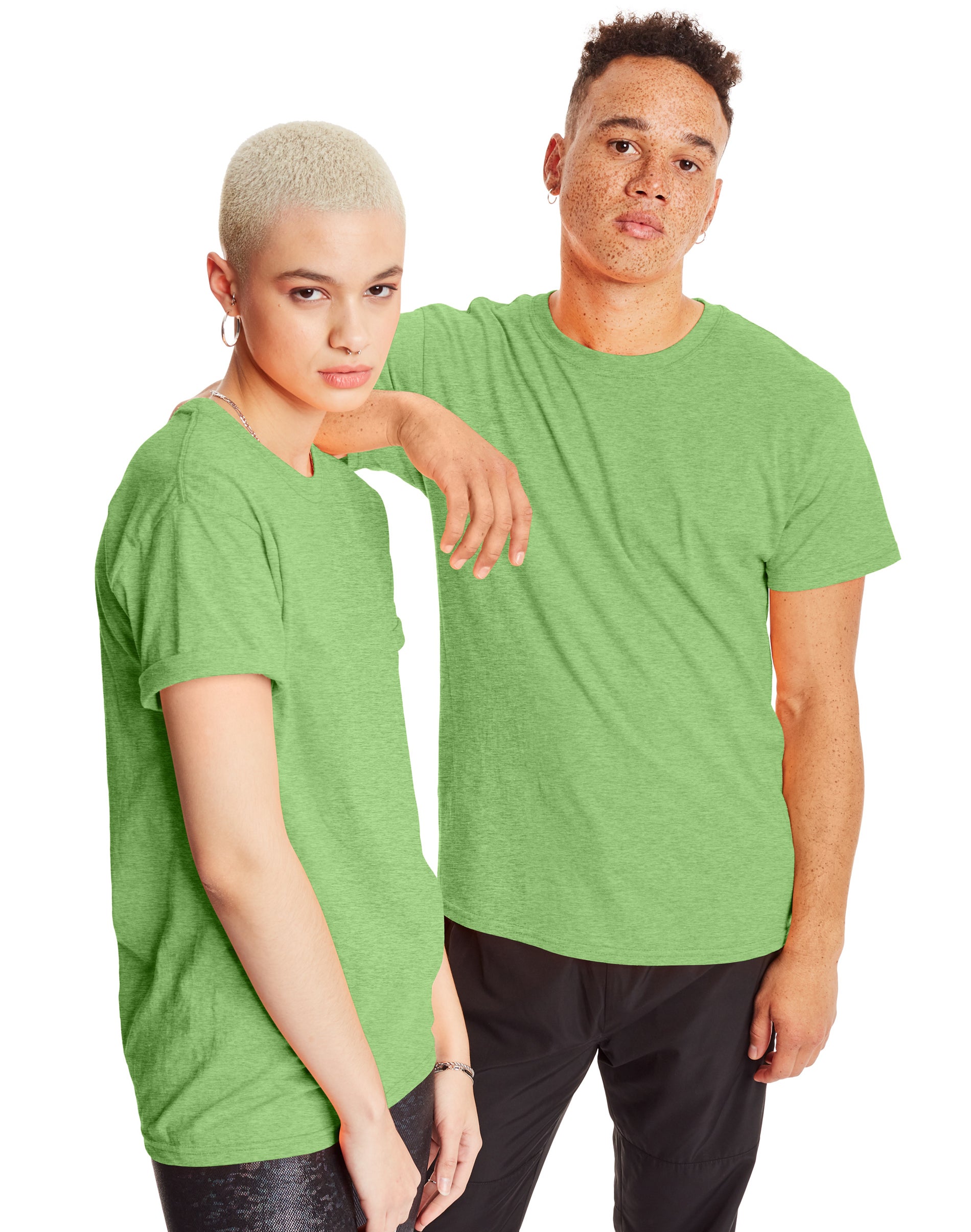 Hanes X-Temp Short Sleeve Crewneck T-Shirt, 2-Pack Neon Lime Heather S Unisex - image 1 of 4