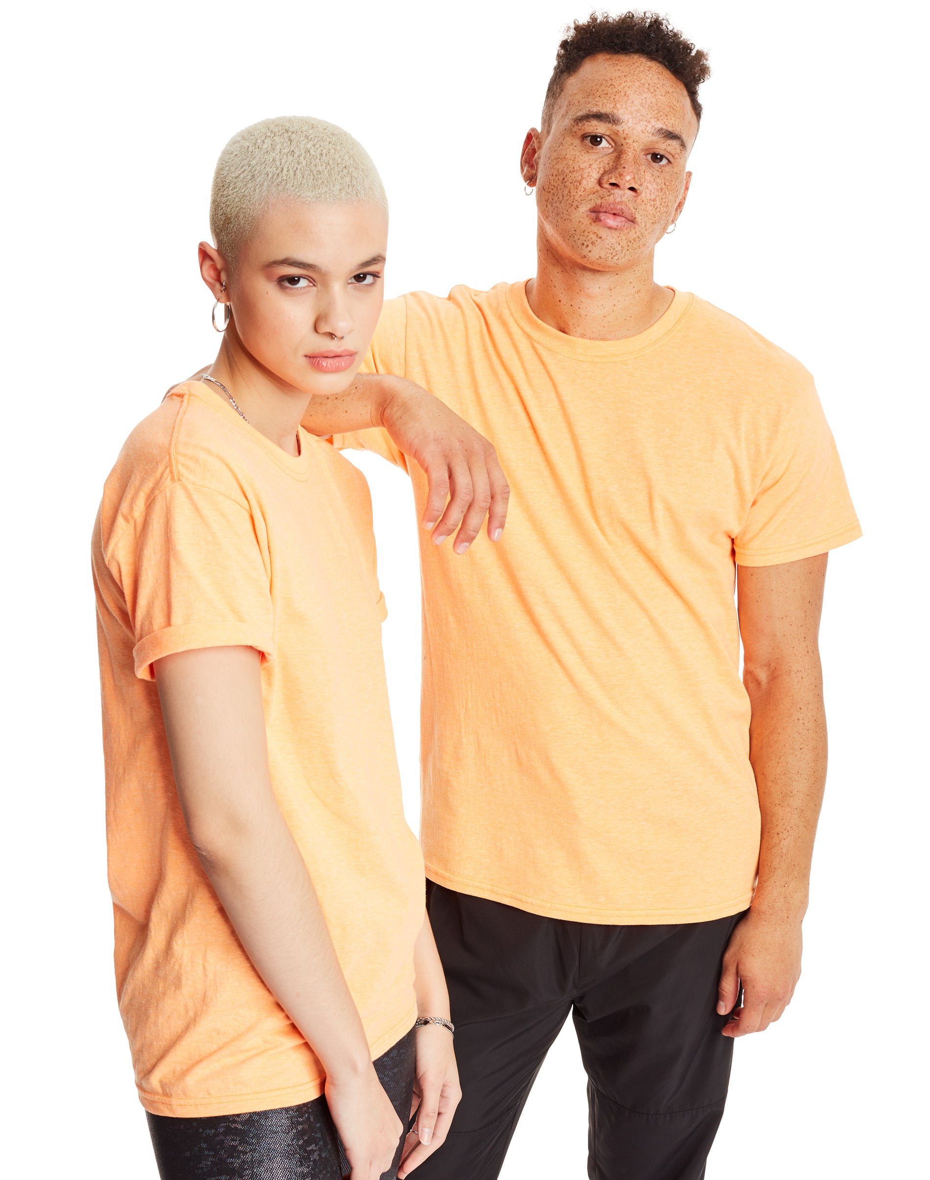 Hanes X-Temp Short-Sleeve Crewneck T-Shirt, 2-Pack Neon Orange