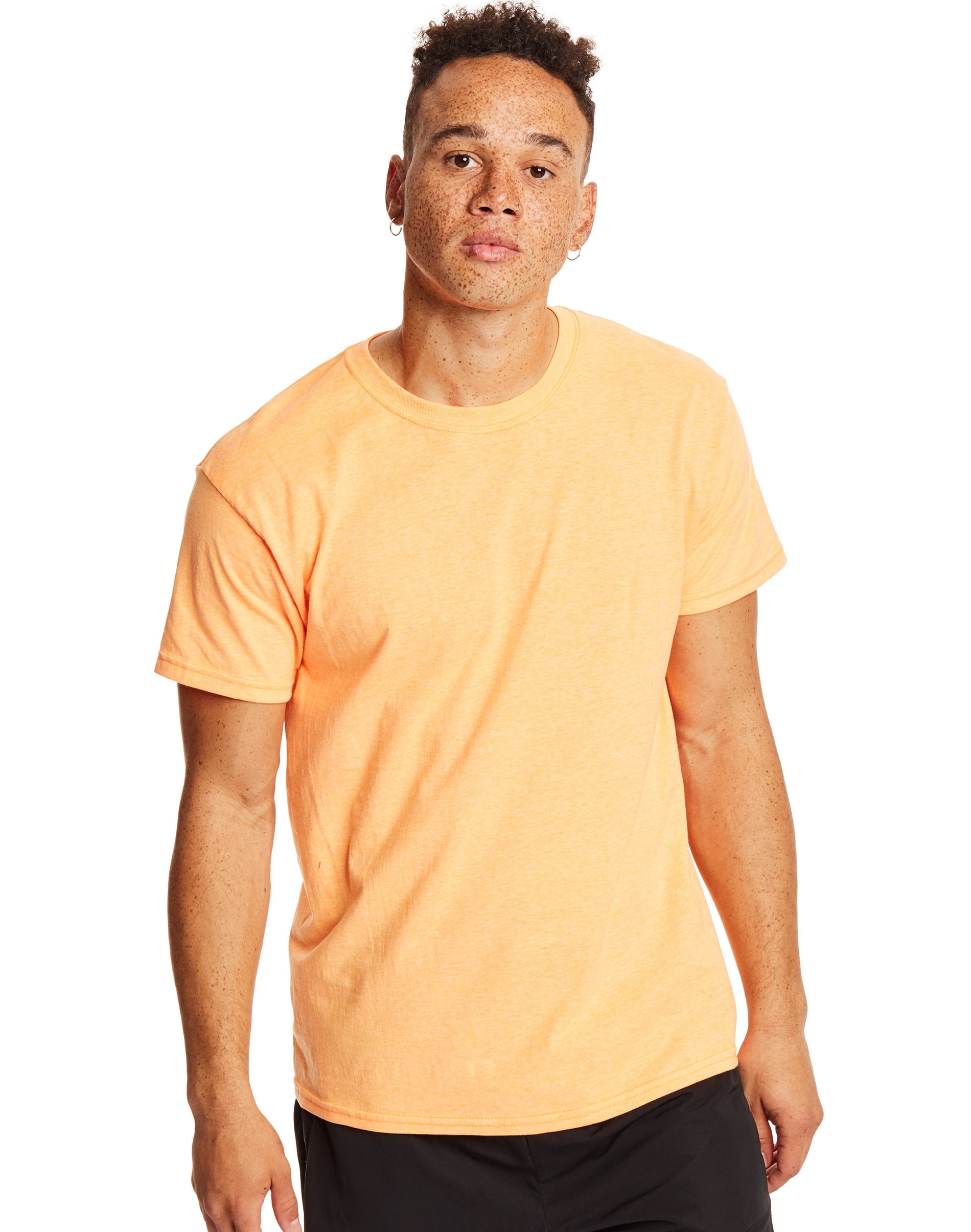 Hanes X-Temp Short Sleeve Crewneck T-Shirt, 2-Pack Neon Orange