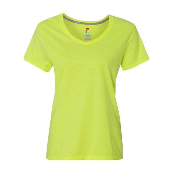 Hanes X-Temp V-Neck T-Shirt (42V0) Neon Lemon Heather, 2XL