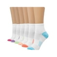 thumbnail image 1 of Hanes X-Temp Women's Ankle Socks, 6-Pairs White/Assorted Stripes 5-9, 1 of 5