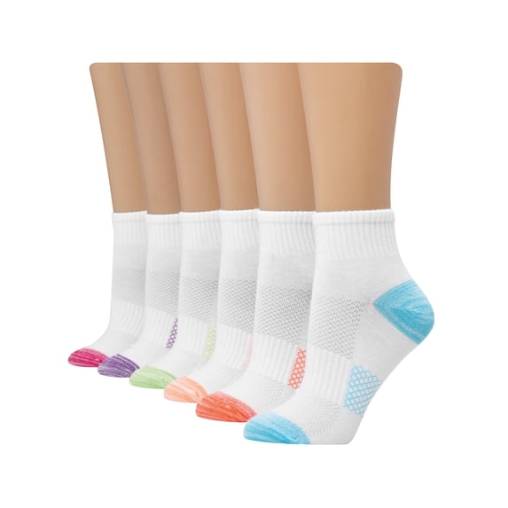 Hanes X-Temp Women's Ankle Socks, 6-Pairs White/Assorted Stripes 5-9