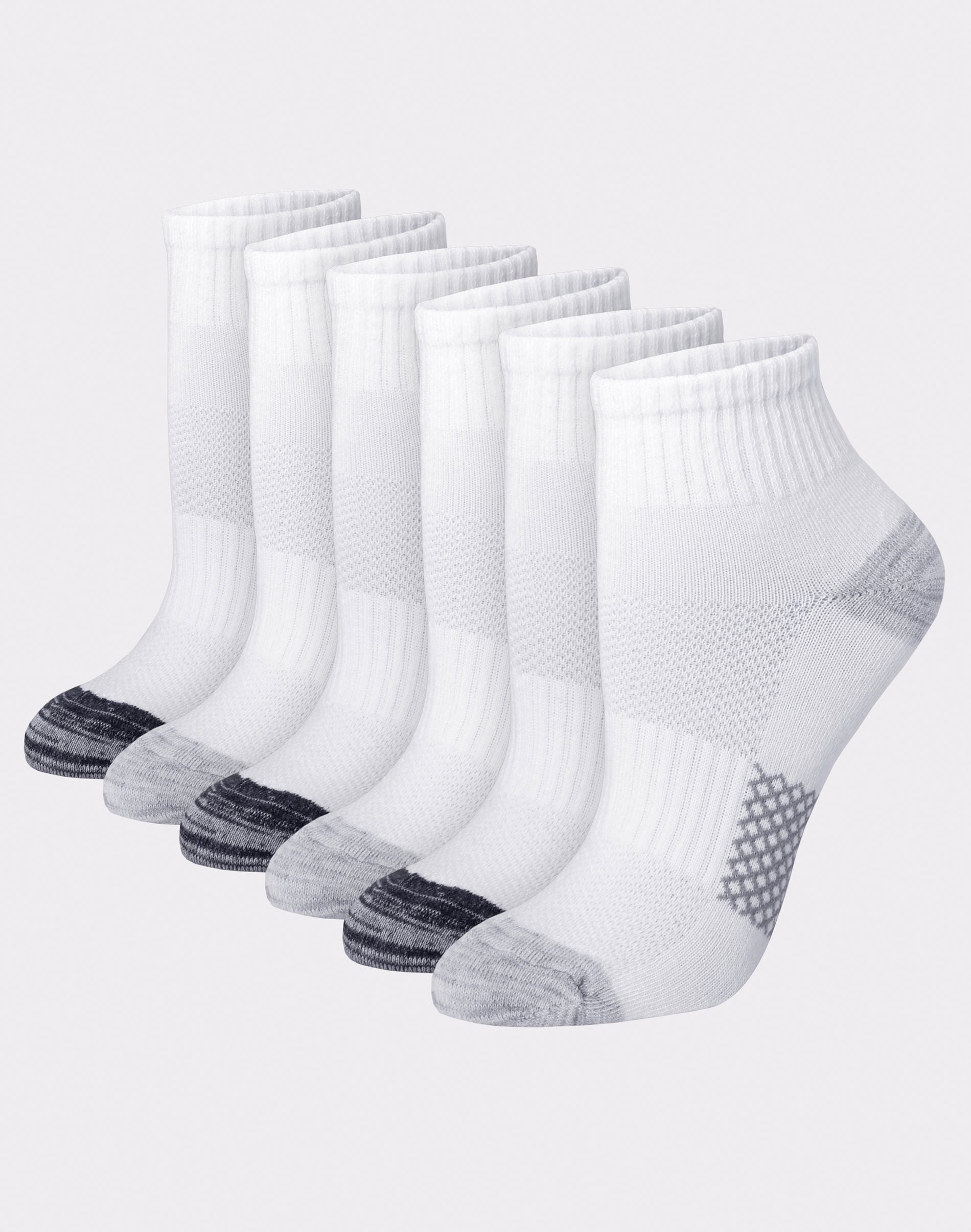 Hanes X-Temp Women's Ankle Socks, Extended Sizes, 6-Pairs White Assorted  Stripes 8-12 