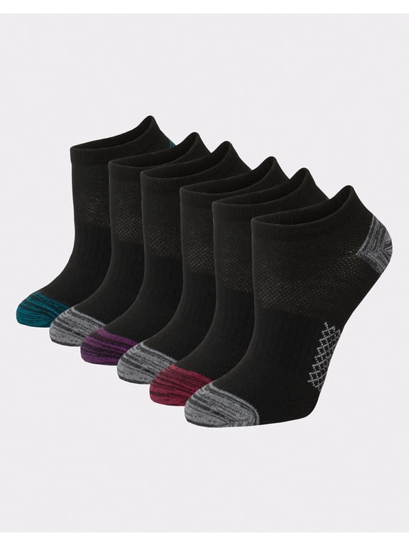 X-Temp Women's No Show Socks, 6-Pairs Gray/Black 5-9