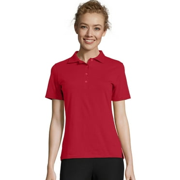 Hanes X-Temp Women's Performance Polo Shirt Deep Red 3XL