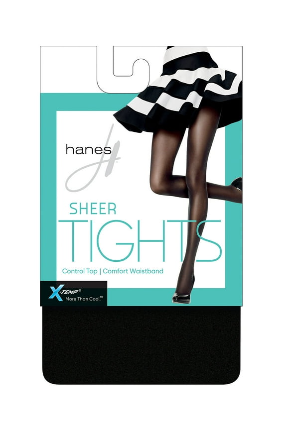 X-Temp Women's Sheer Tights with Control Top Black TL