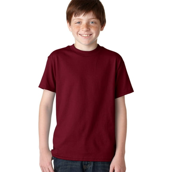 Hanes Youth ComfortBlend EcoSmart Shoulder Taping T-Shirt, Maroon, Medium, Style, 5370