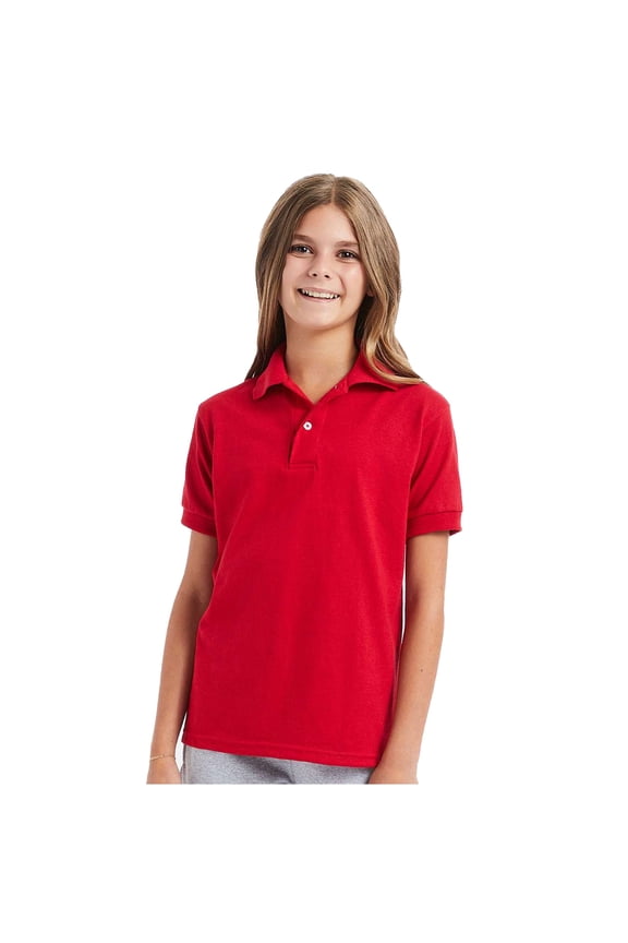 Youth EcoSmart Jersey Polo Shirt, Pre-Shrunk, School Uniform Polo for Kids, Deep Red, L