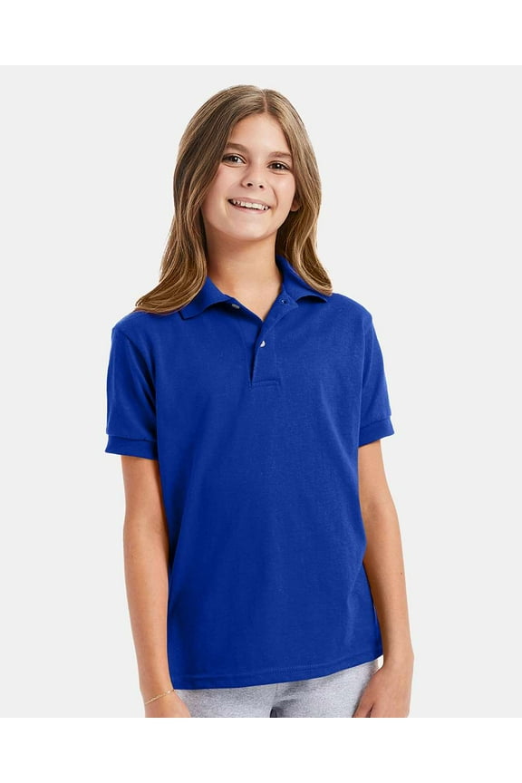 Youth EcoSmart Jersey Polo Shirt, Pre-Shrunk, School Uniform Polo for Kids, Deep Royal, XL