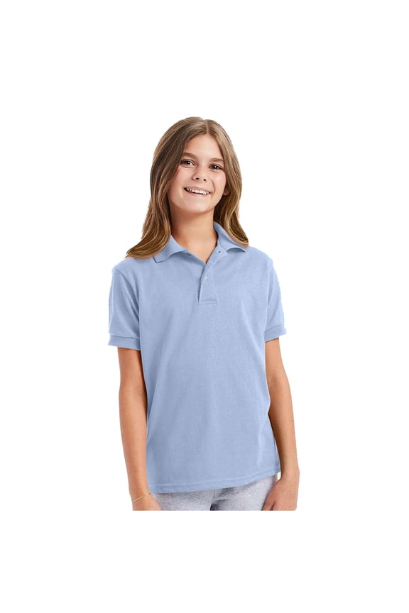 Youth EcoSmart Jersey Polo Shirt, Pre-Shrunk, School Uniform Polo for Kids, Light Blue, XL