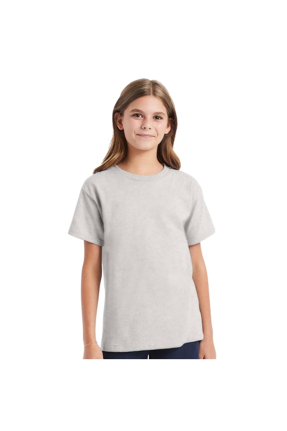 Youth Essential-T Short Sleeve T-Shirt 100% Cotton Classic Fit Breathable Kids Tee (Ash, XL)