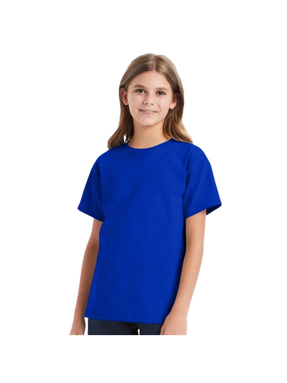 Youth Essential-T Short Sleeve T-Shirt 100% Cotton Classic Fit Breathable Kids Tee (Athletic-Royal, XL)