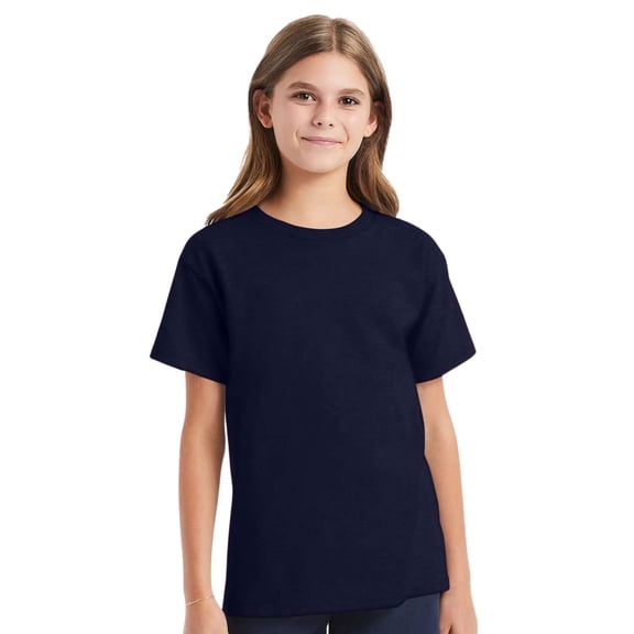 Hanes Youth Essential-T Short Sleeve T-Shirt 100% Cotton Classic Fit Breathable Kids Tee (Black, M)