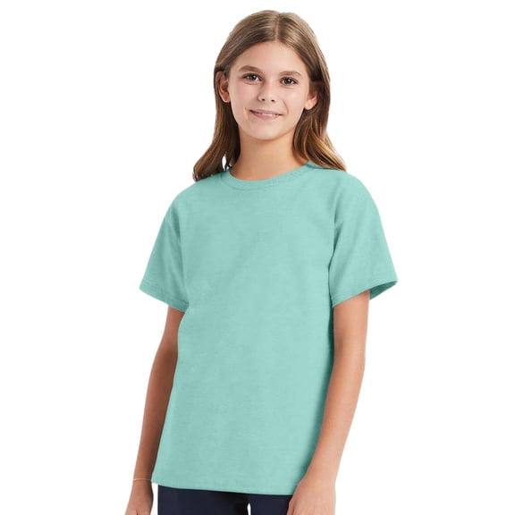 Hanes Youth Essential-T Short Sleeve T-Shirt 100% Cotton Classic Fit Breathable Kids Tee (Clean-Mint, M)