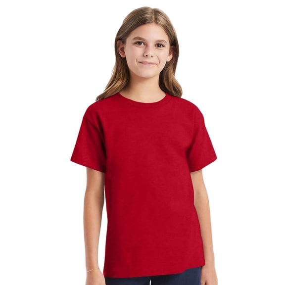 Hanes Youth Essential-T Short Sleeve T-Shirt 100% Cotton Classic Fit Breathable Kids Tee (Deep-Red, XL)