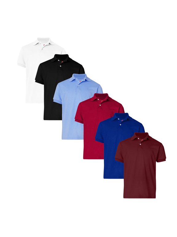Youth Jersey Polo Shirt, Junior Unisex Assorted Mix Color Short Sleeve Polo, 6 Pack, Size-S