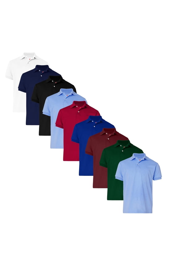 Youth Jersey Polo Shirt, Junior Unisex Assorted Mix Color Short Sleeve Polo, 9 Pack, Size-S