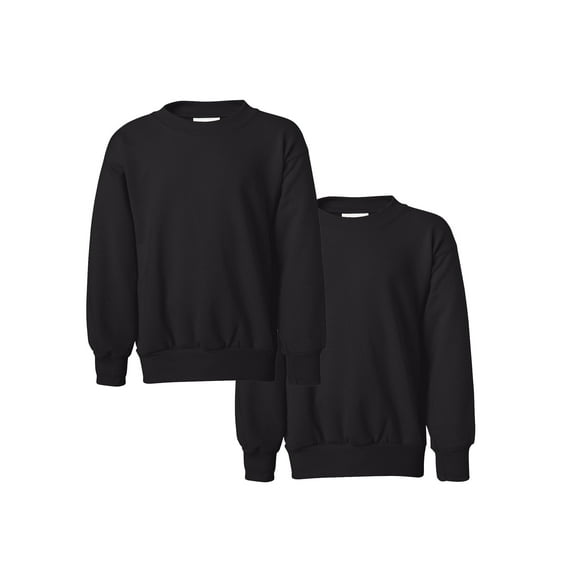 Hanes Youth Sweatshirt ComfortBlend EcoSmart | 7.8oz Fleece Crewneck Soft Sweatshirt, Size M Pack 2, Black Kids Sweaters