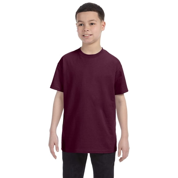 Hanes Youth Tagless Tee , 5450 , Maroon , Small