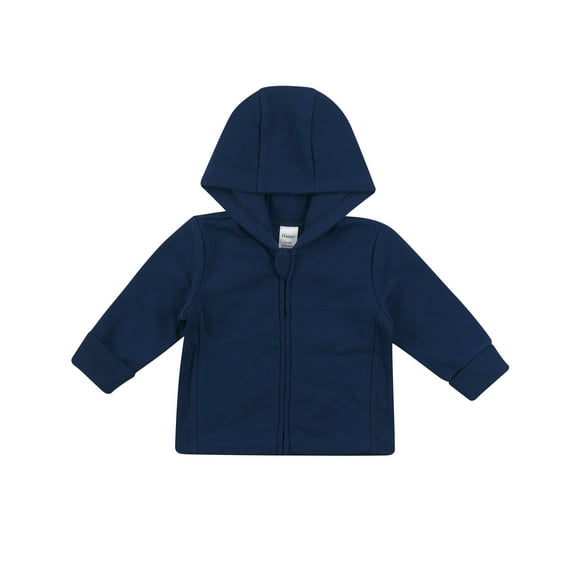 Hanes Zippin Baby Fleece Full-Zip Hooded Jacket, Adjustable Cuffs, Boys & Girls Royalty Blue 0M-6M