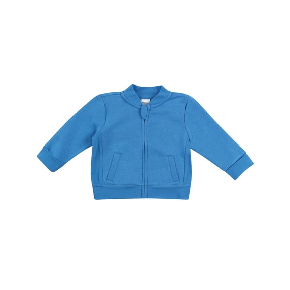 Hanes Zippin Baby Fleece Full-Zip Jacket, Adjustable Cuffs, Boys & Girls Provence Blue 6-12M