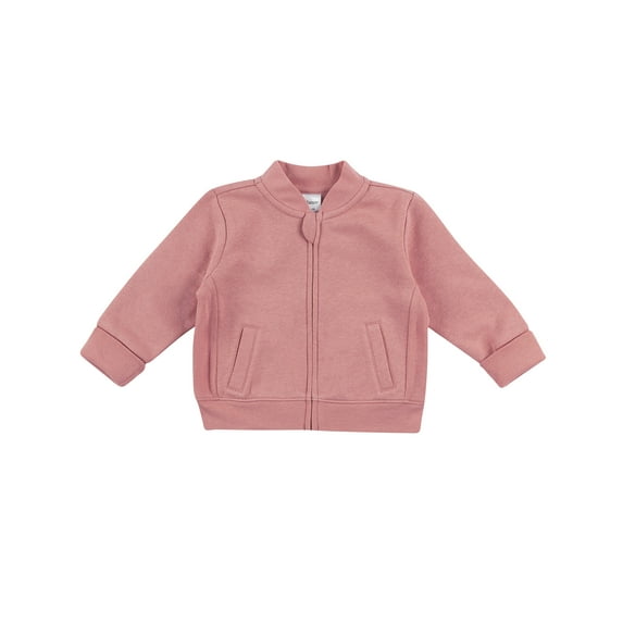 Hanes Zippin Baby Fleece Full-Zip Jacket, Adjustable Cuffs, Boys & Girls Rose Tea 12-18M
