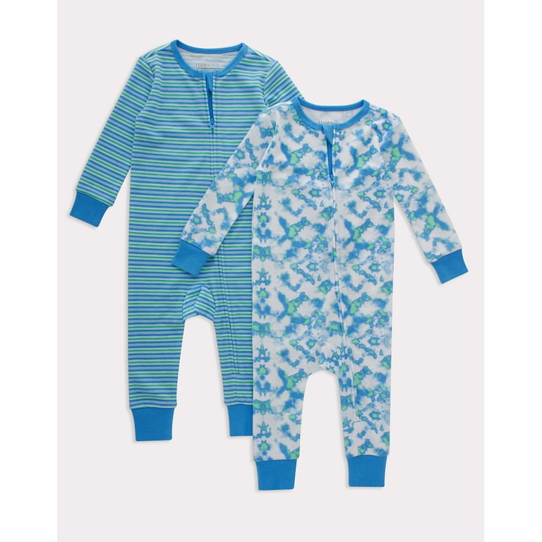 Hanes Zippin 2 Pack Baby Knit Long Sleeve Footless Zip Sleep N Play Snug Fit 4 Way Stretch Boys Girls