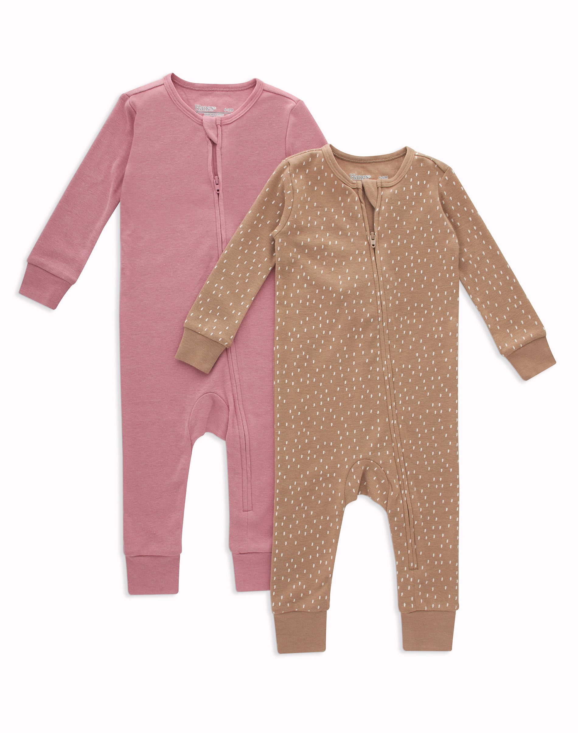 Hanes Zippin Baby Knit Long Sleeve Footless Zip Sleep N' Play, SnugFit