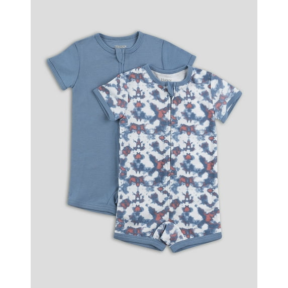 Hanes Zippin Baby Knit Short Sleeve 2-Pack Rompers Zipper & 4-Way Stretch Boys & Girls Camo Assorted