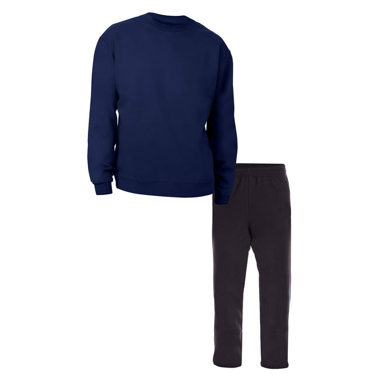 Hanes comfortsoft Navy Sweatshirt with Black Fleece Sweatpants Pack of 1 